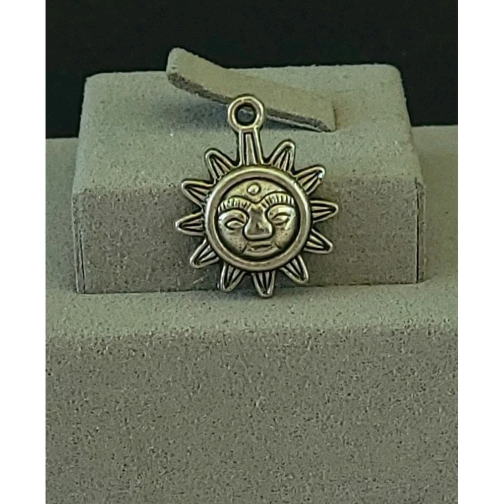 Celestial Smiling Sun Face Charm Third Eye Sunburst Pendant Boho 0.81"